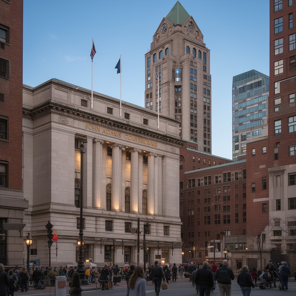 AI-generated illustration of John Adams Courthouse