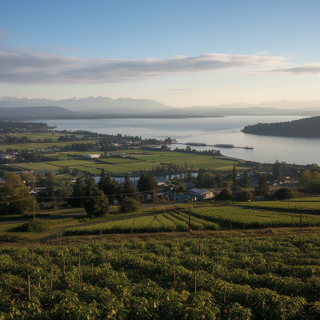 AI-generated illustration of Mount Vernon–Anacortes metropolitan area