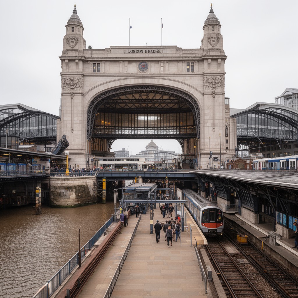 AI-generated illustration of London Bridge railway station