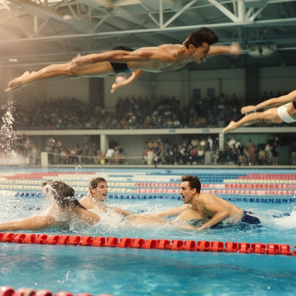 AI-generated illustration of Mark Spitz won seven gold medals in swimming