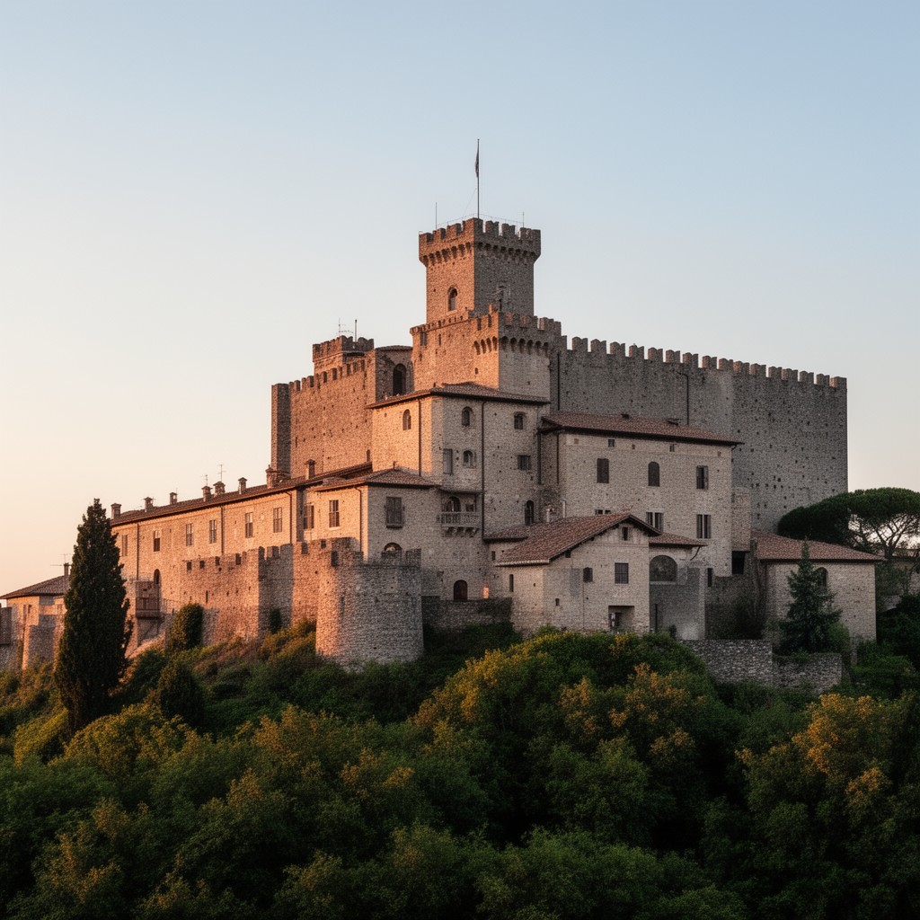 AI-generated illustration of Rocca delle Caminate