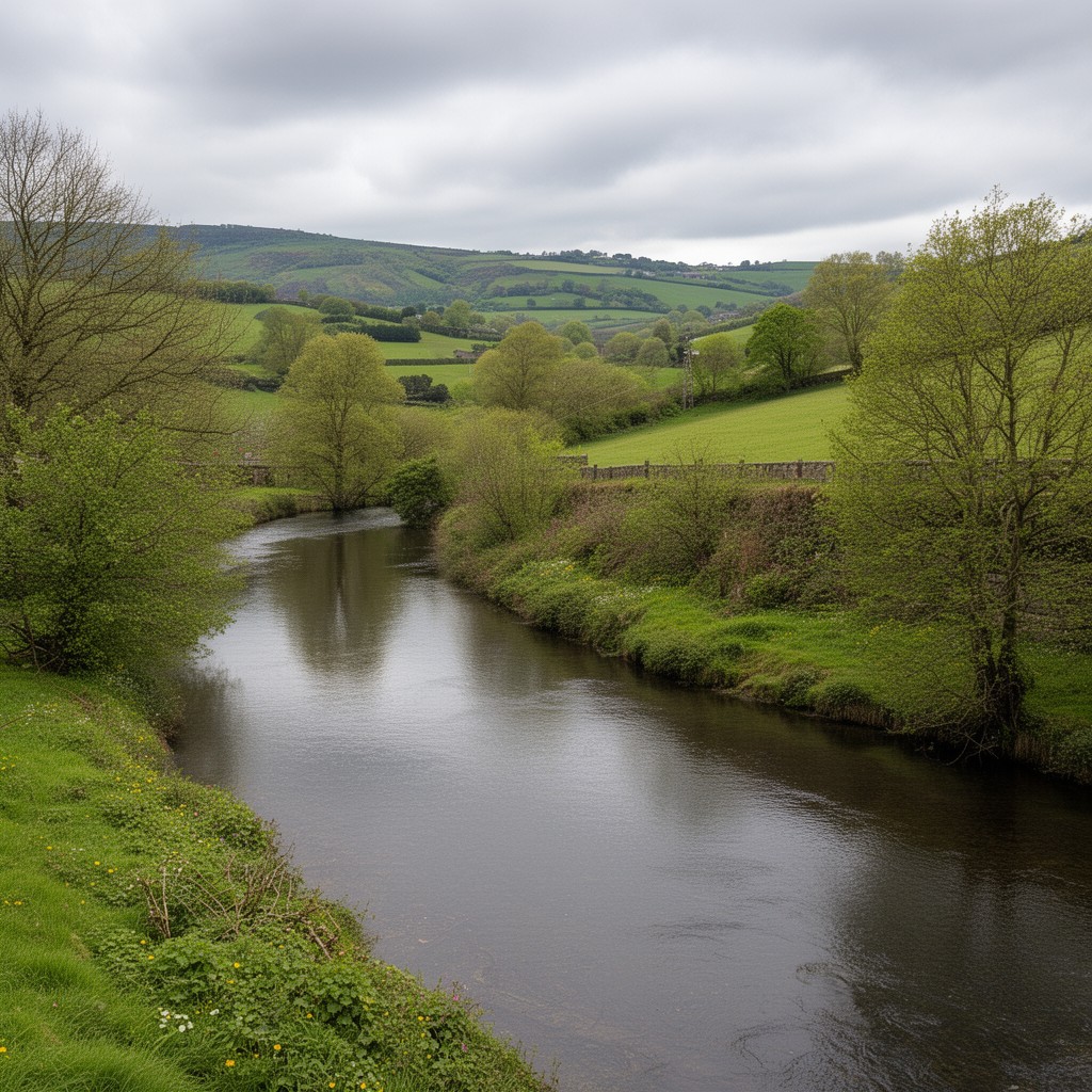 AI-generated illustration of River Colne