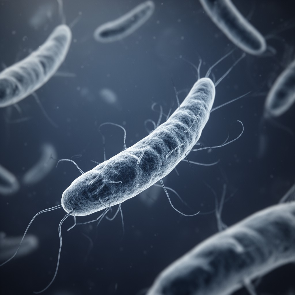 AI-generated illustration of Vibrio cholerae