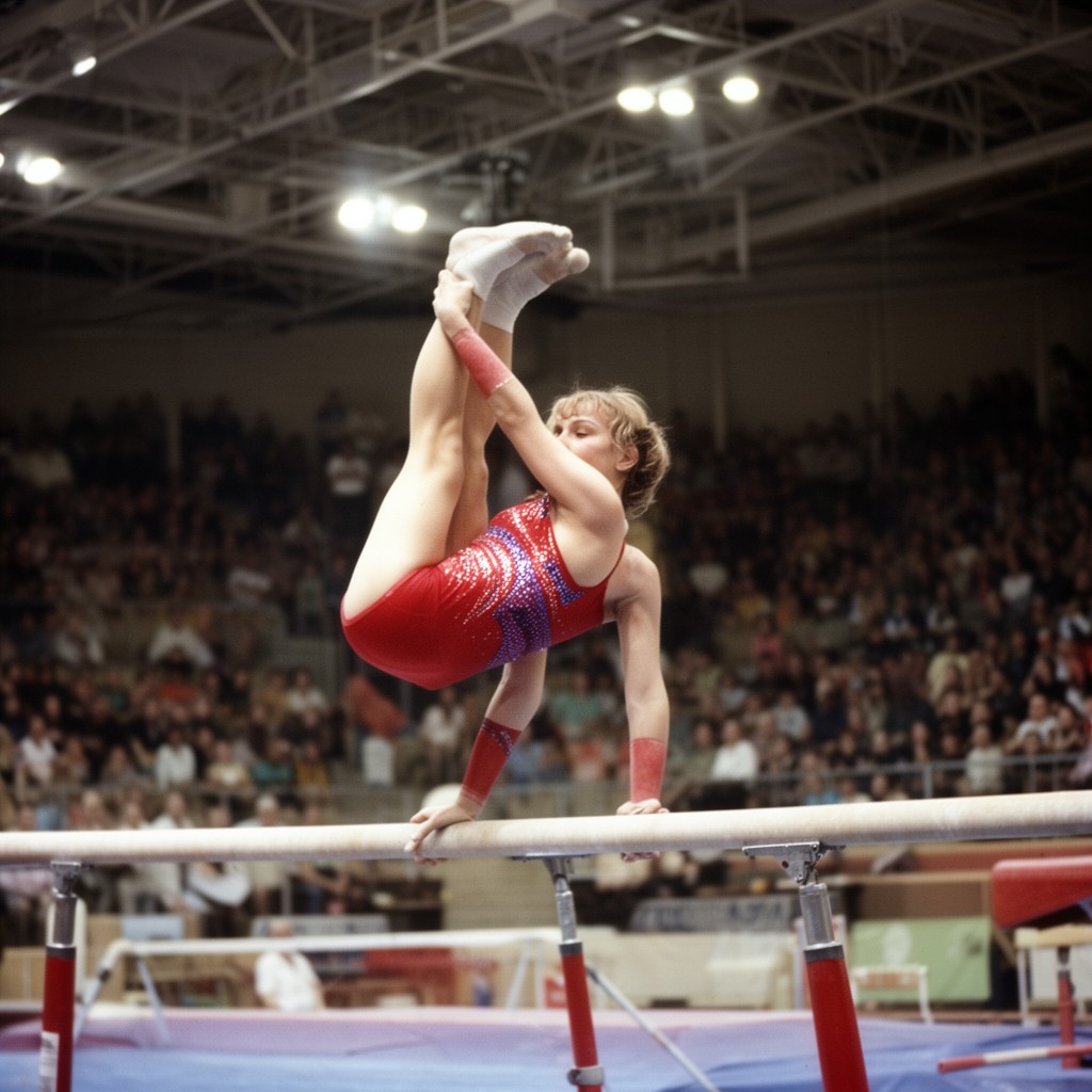 AI-generated illustration of Olga Korbut