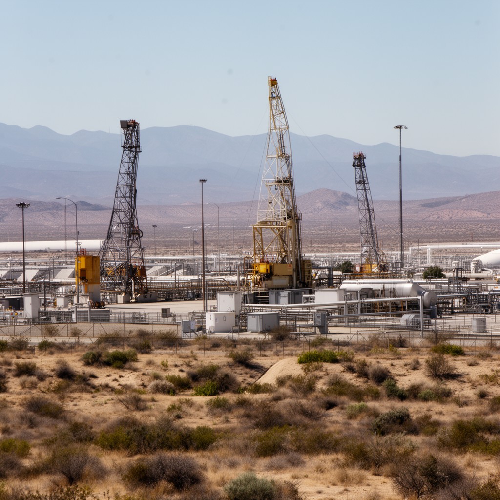 AI-generated illustration of Elk Hills oil field