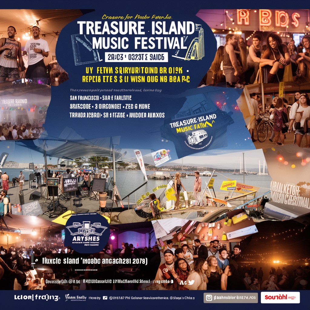 AI-generated illustration of Treasure Island Music Festival (former location)