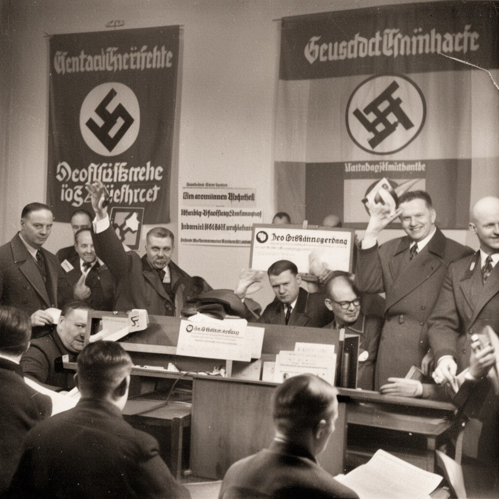 AI-generated illustration of German federal election campaign of March 1933