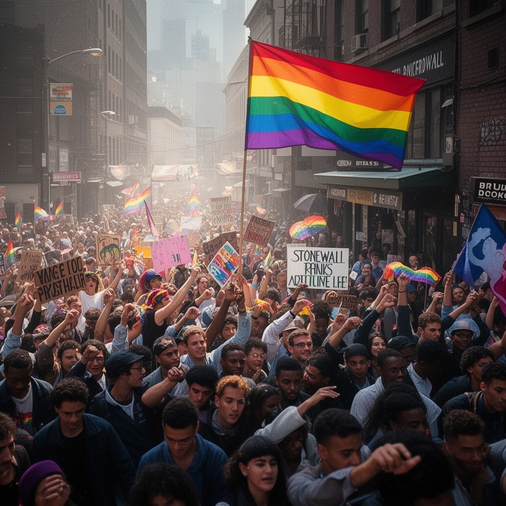 AI-generated illustration of Stonewall riots
