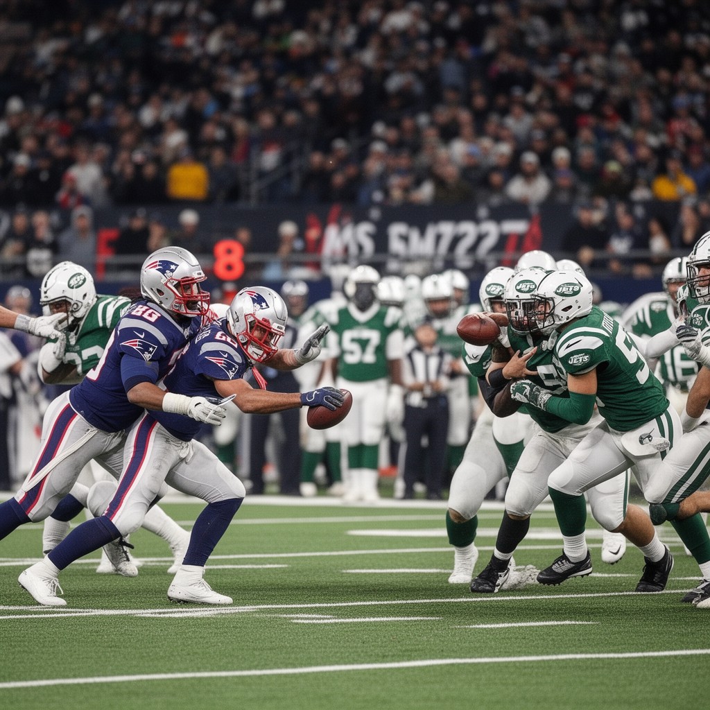 AI-generated illustration of New England Patriots–New York Jets rivalry
