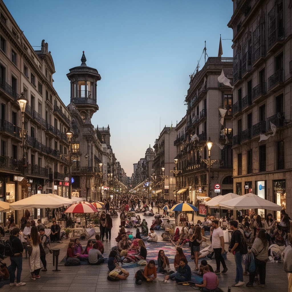 AI-generated illustration of La Rambla