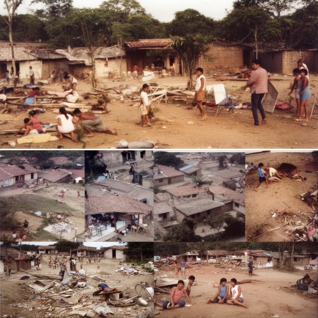 AI-generated illustration of El Mozote massacre