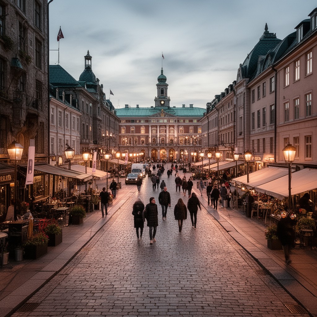 AI-generated illustration of Karl Johans gate, Oslo