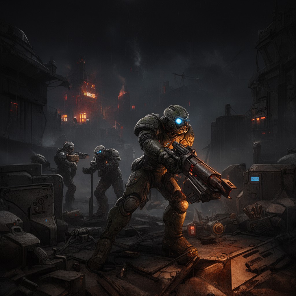 AI-generated illustration of Doom franchise (via id Software)