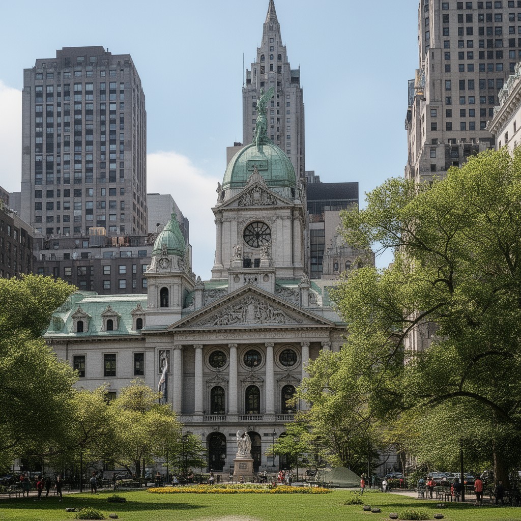 AI-generated illustration of City Hall Park