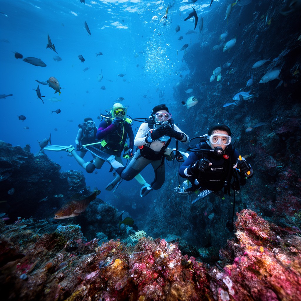 AI-generated illustration of Blue Corner dive site