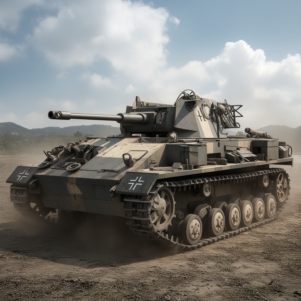 AI-generated illustration of StuG III assault gun