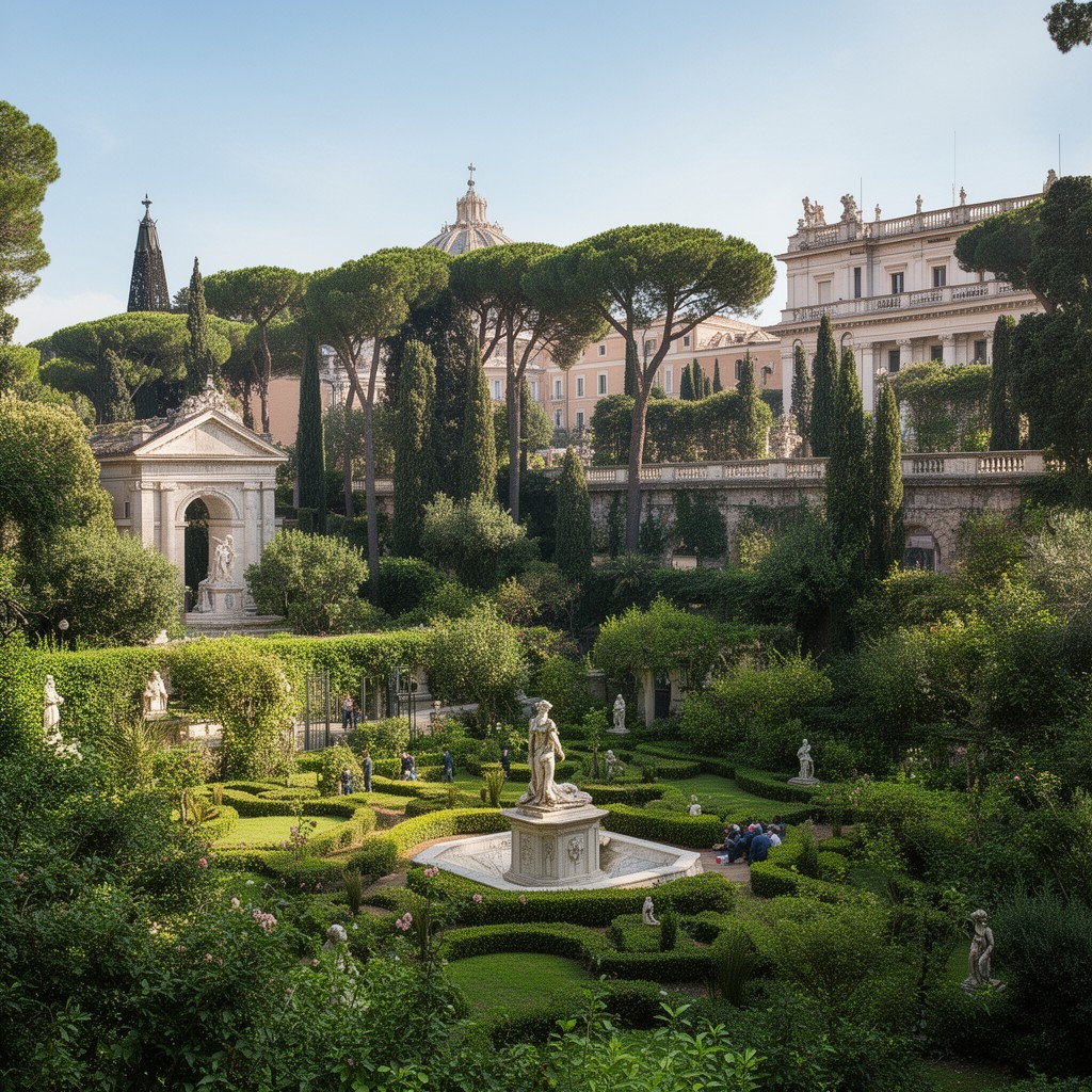 AI-generated illustration of Vatican Gardens