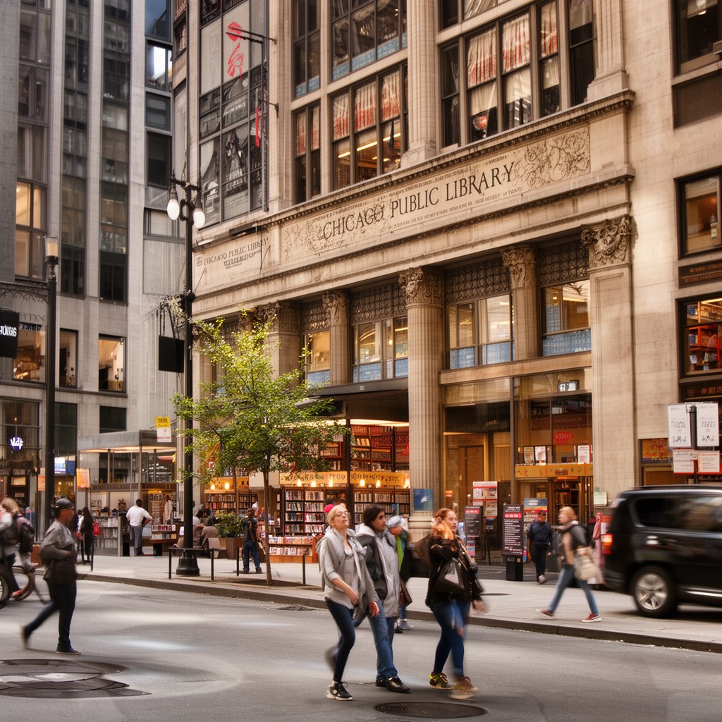 AI-generated illustration of Chicago Public Library