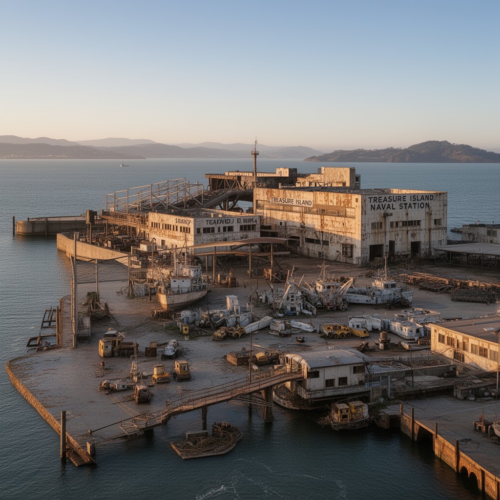 AI-generated illustration of Treasure Island Naval Station (former)