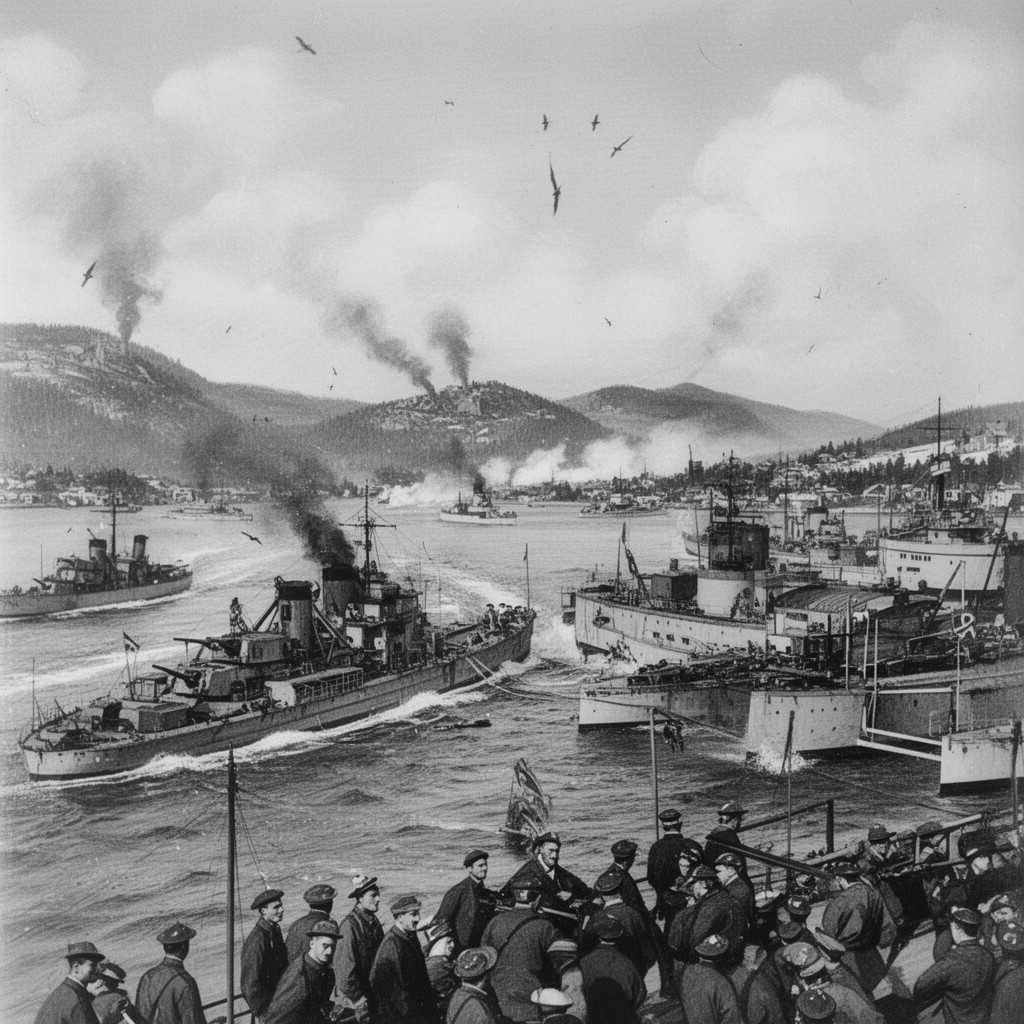 AI-generated illustration of Battle of Drøbak Sound