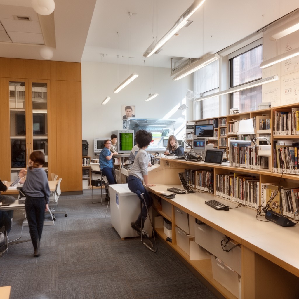 AI-generated illustration of Raether Library and Information Technology Center