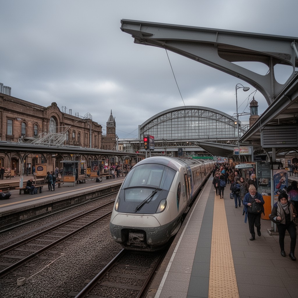 AI-generated illustration of Manchester Piccadilly railway station