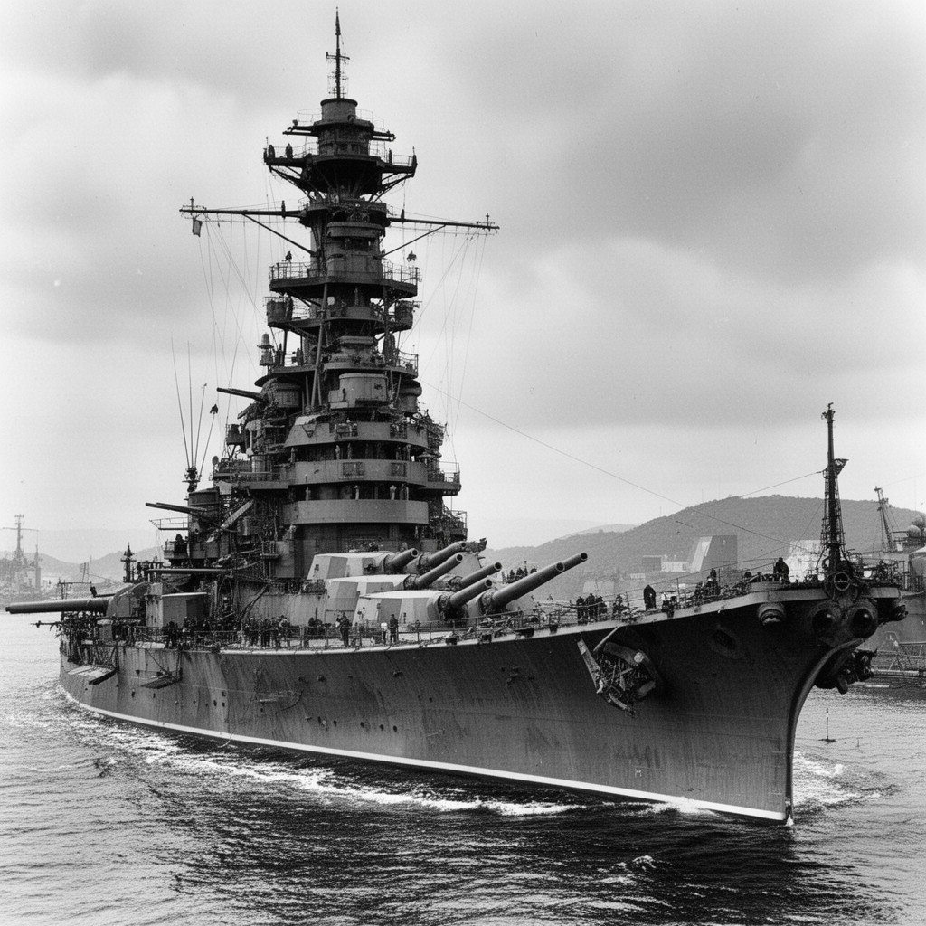 AI-generated illustration of Japanese battleship Mutsu