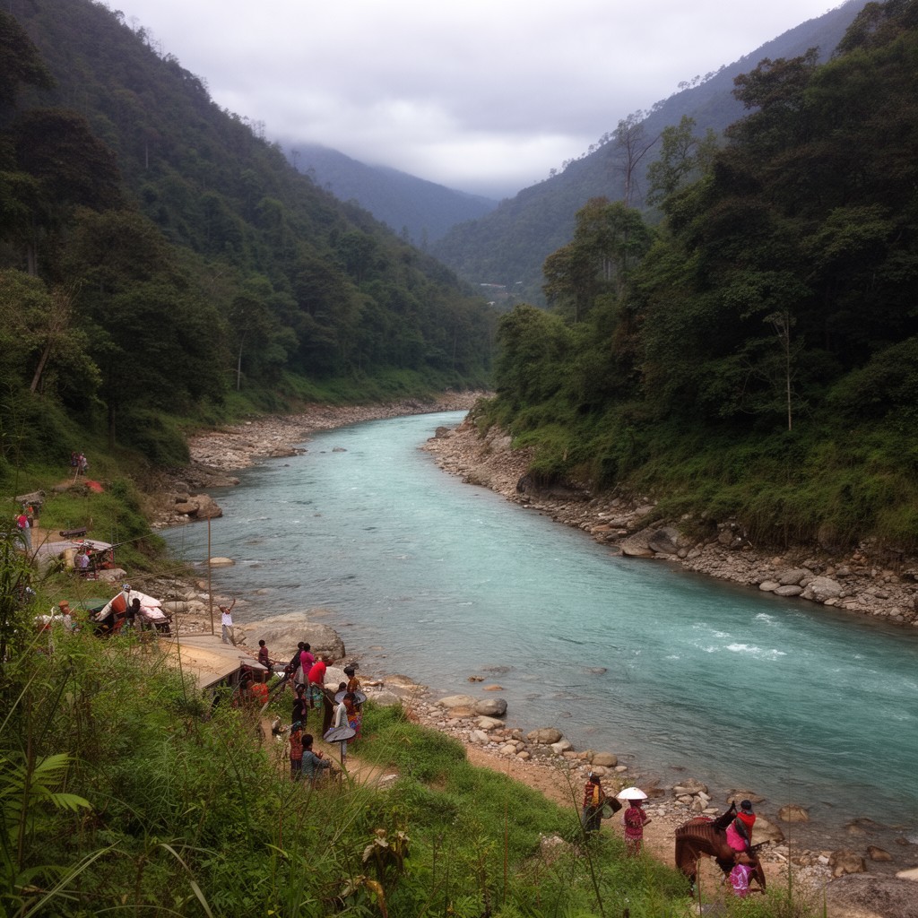 AI-generated illustration of Manas River