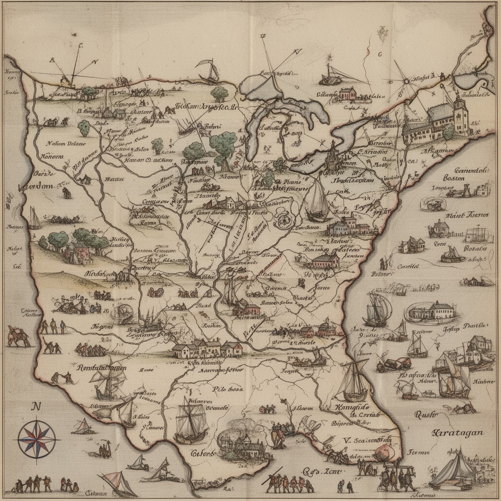 AI-generated illustration of Northern theater of the American Revolutionary War