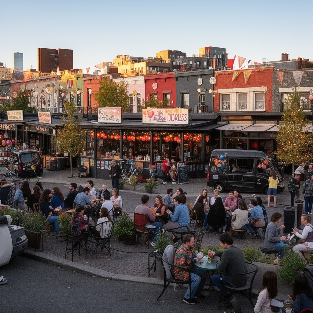 AI-generated illustration of Union Square, Somerville
