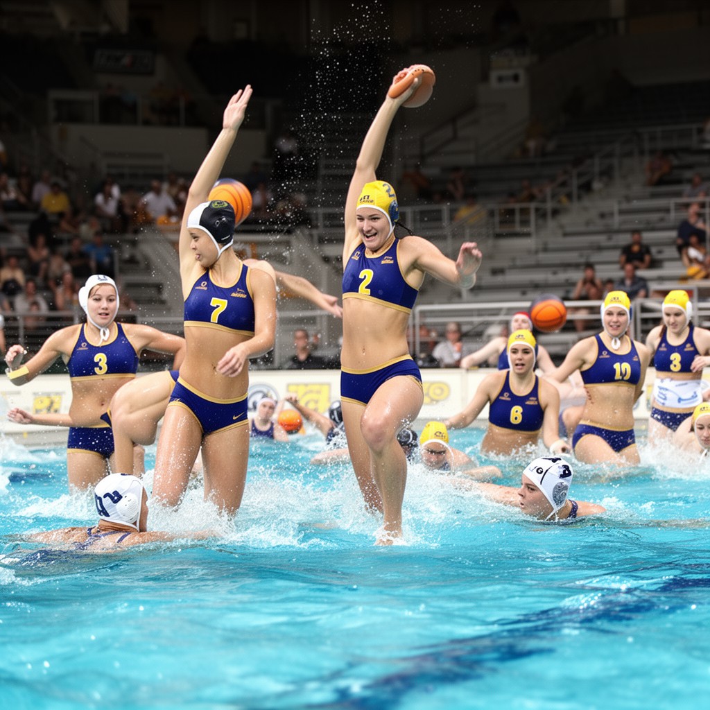 AI-generated illustration of California Golden Bears women’s water polo team