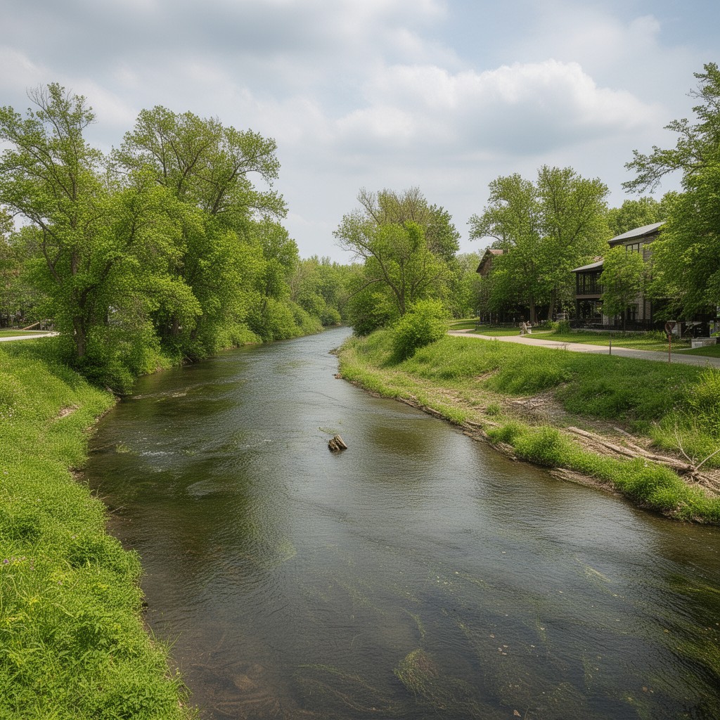 AI-generated illustration of DuPage River