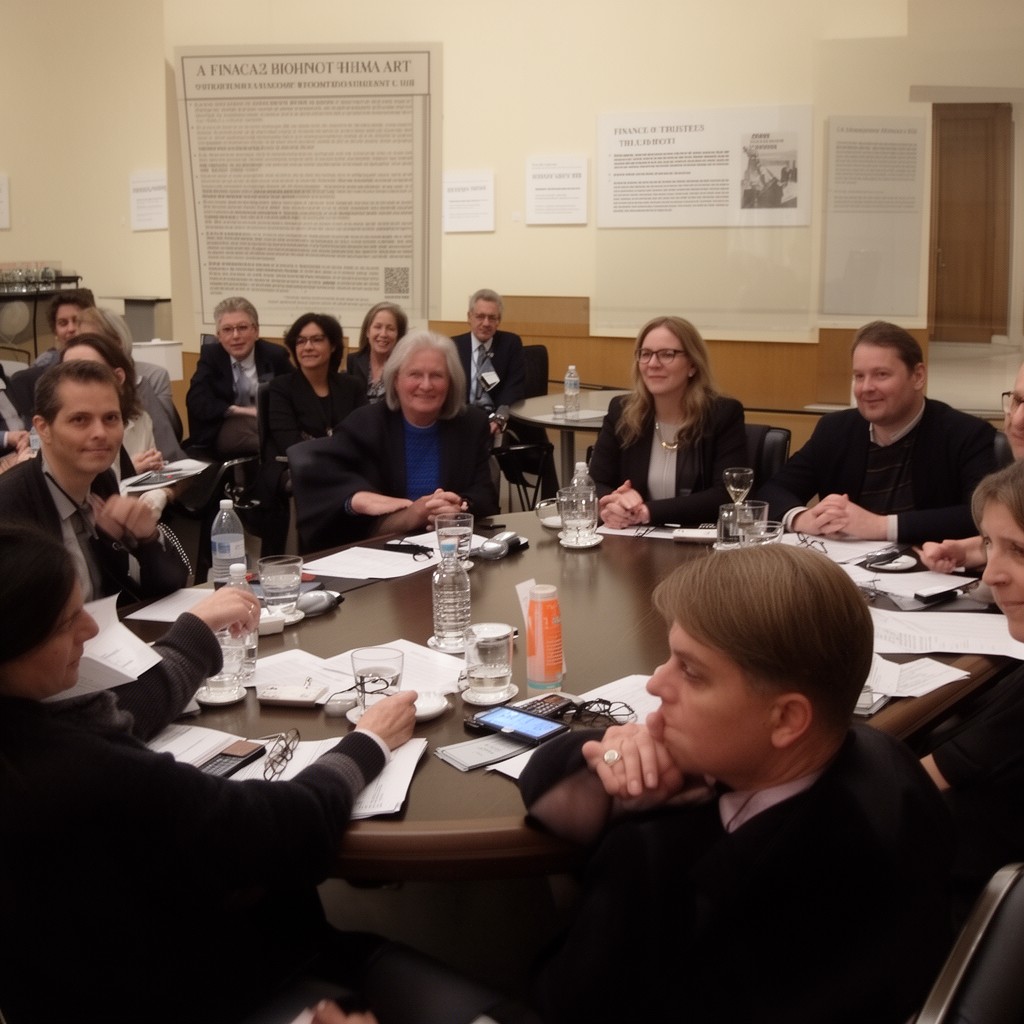 AI-generated illustration of finance committee of the Board of Trustees of the Metropolitan Museum of Art