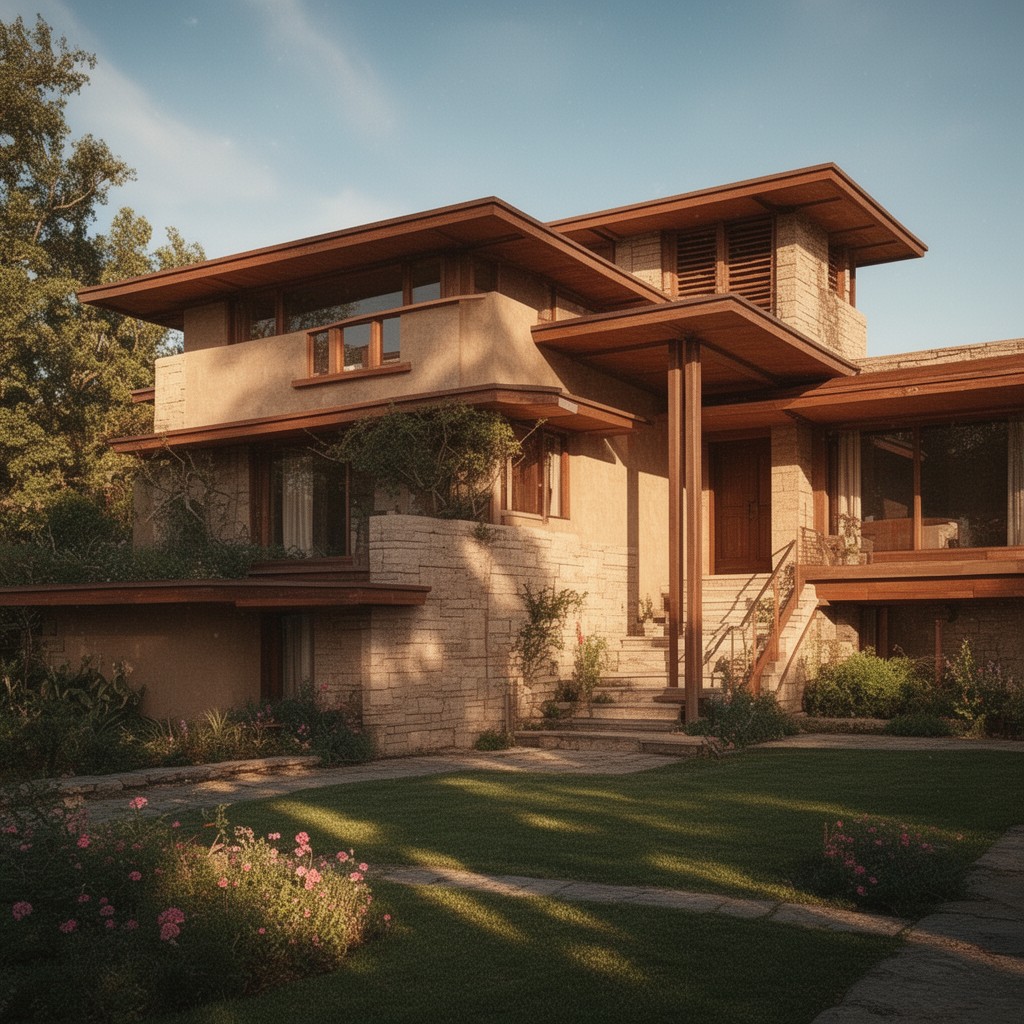 AI-generated illustration of The 20th-Century Architecture of Frank Lloyd Wright