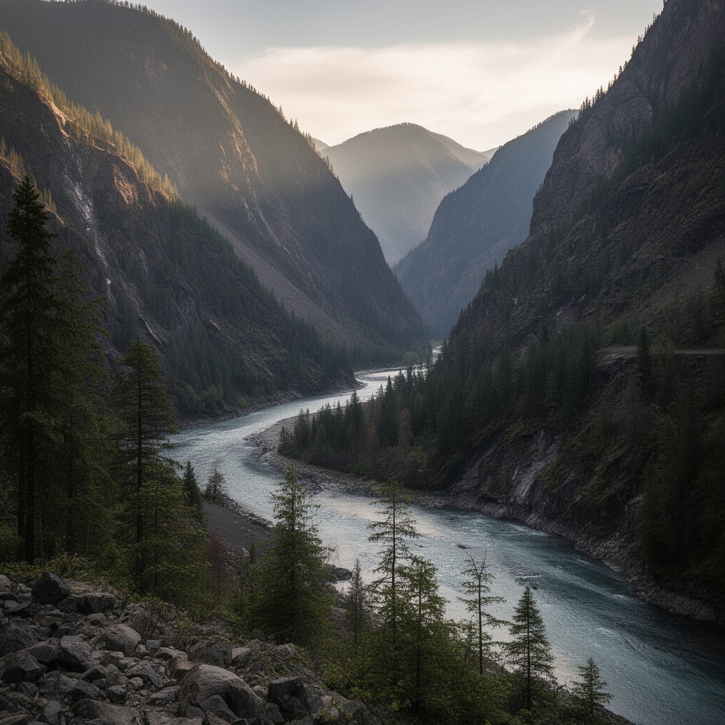 AI-generated illustration of Fraser Canyon