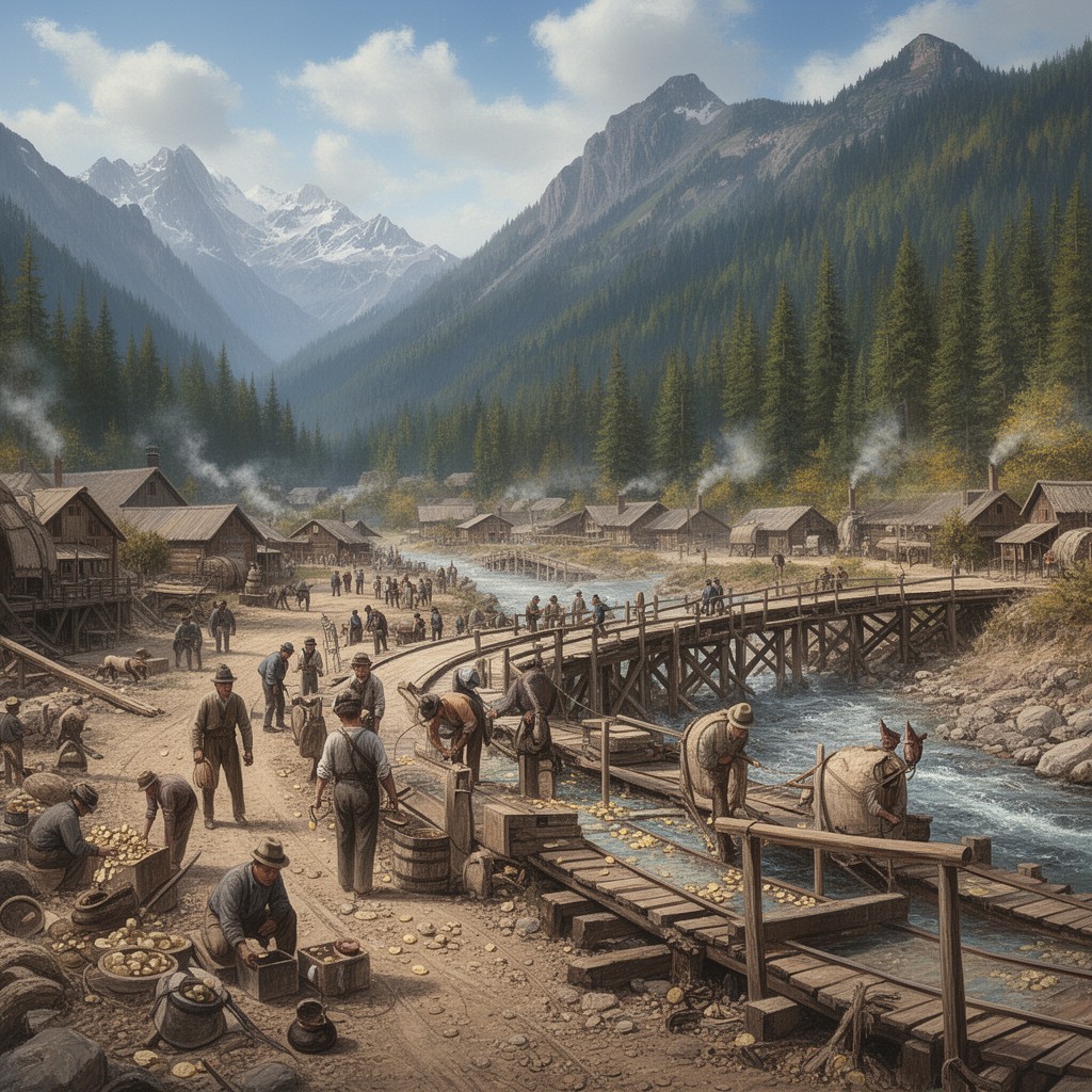 AI-generated illustration of Cariboo Gold Rush