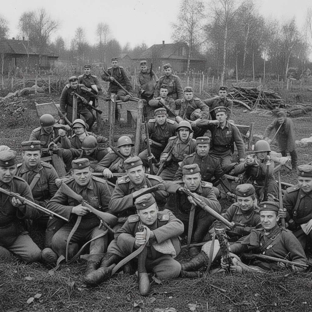AI-generated illustration of Soviet partisans