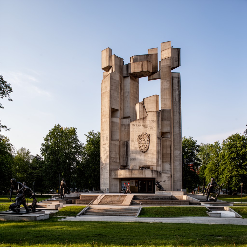 AI-generated illustration of Slovak National Uprising Memorial in Banská Bystrica