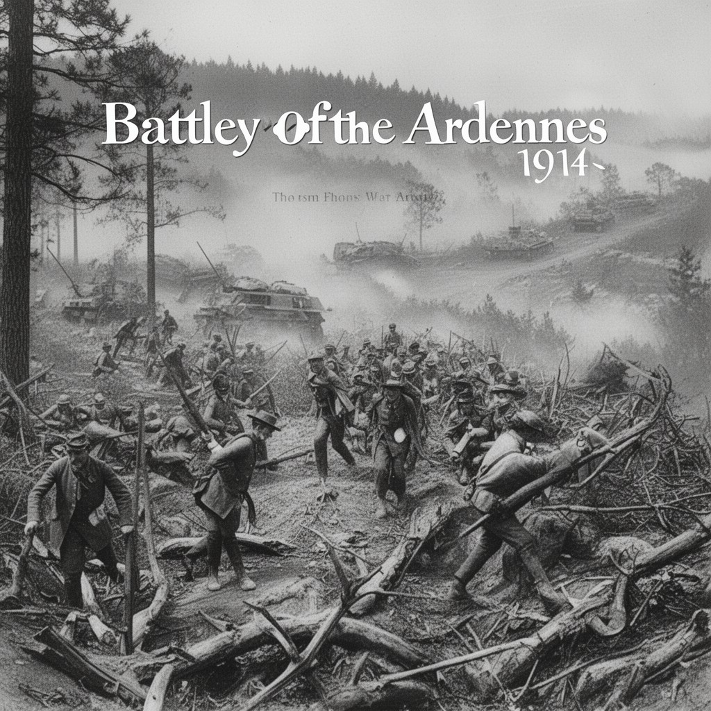 AI-generated illustration of Battle of the Ardennes (1914)