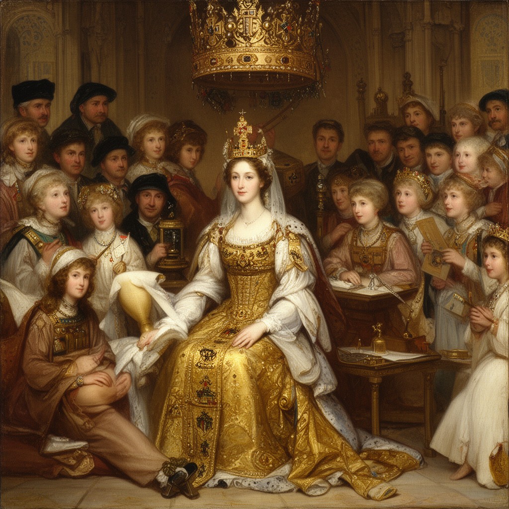AI-generated illustration of Coronation of Queen Anne