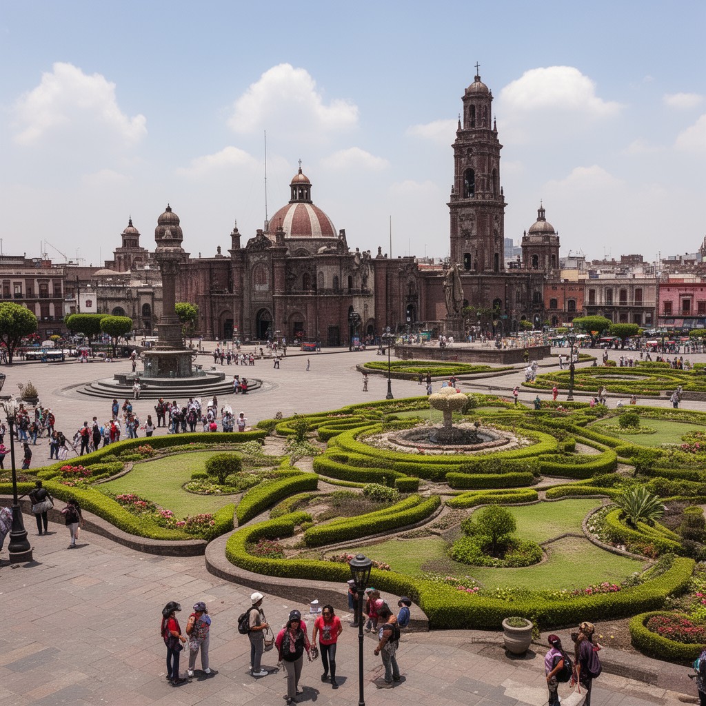 AI-generated illustration of Zócalo de Puebla