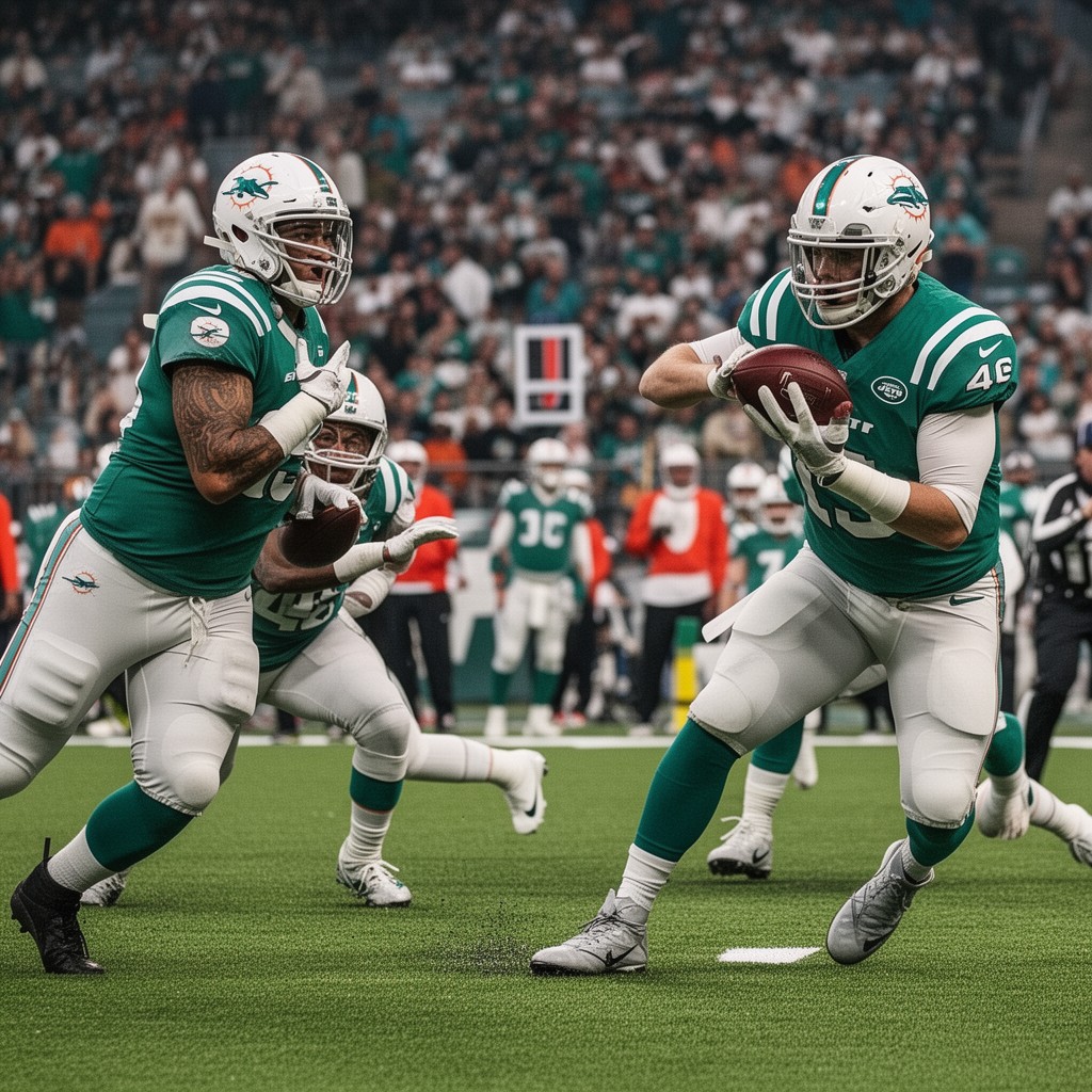 AI-generated illustration of Miami Dolphins–New York Jets rivalry