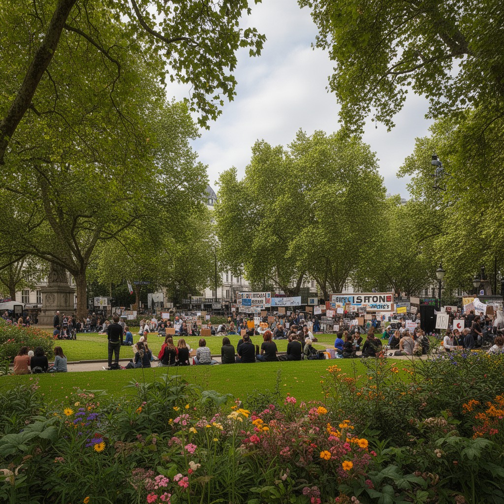 AI-generated illustration of Euston Square Gardens
