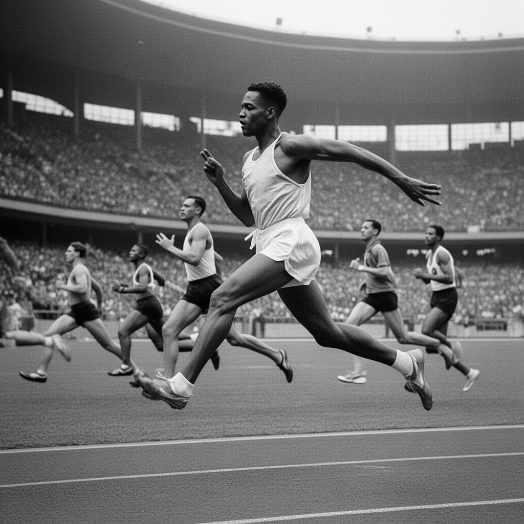 AI-generated illustration of Jesse Owens