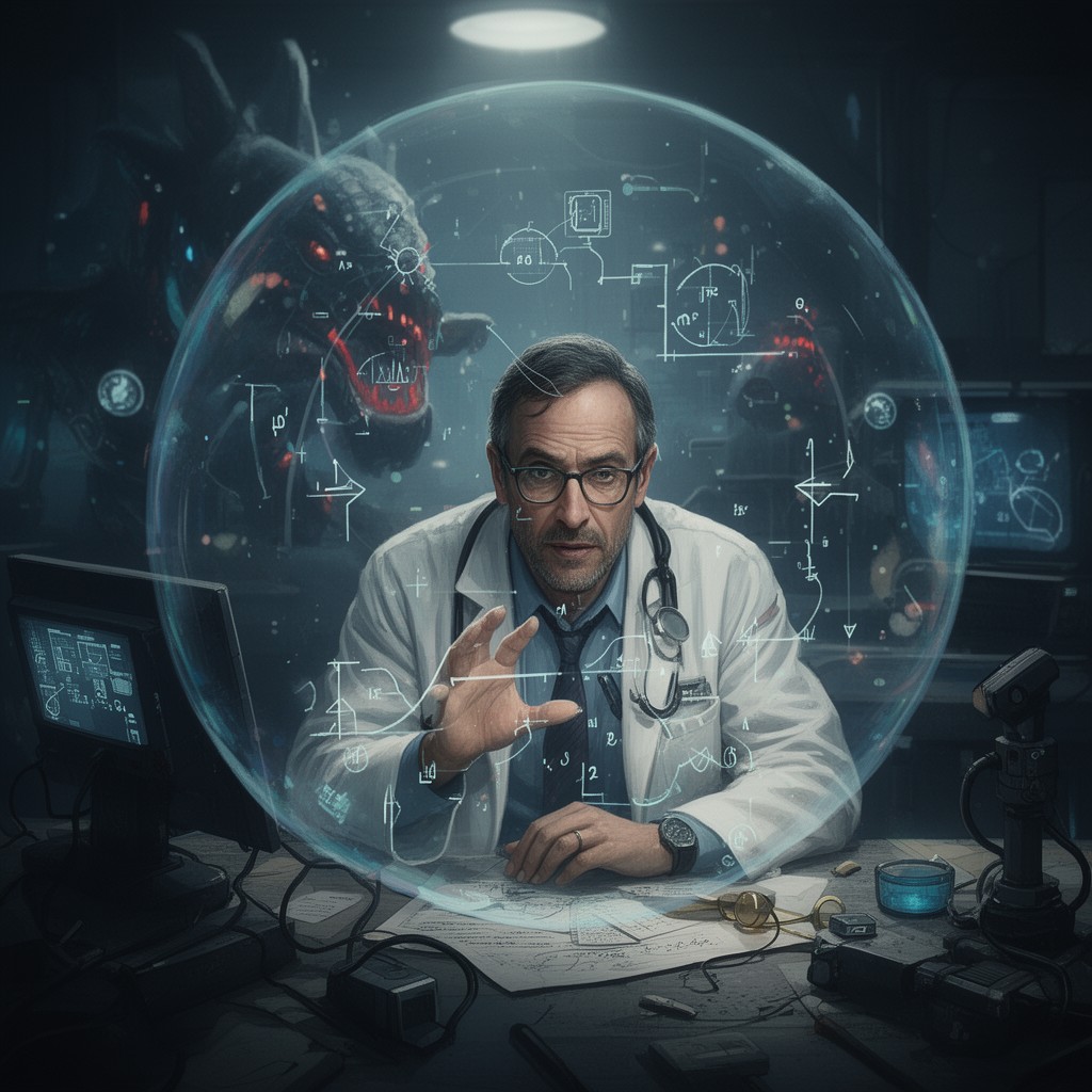 AI-generated illustration of Dr. Hermann Gottlieb in Pacific Rim