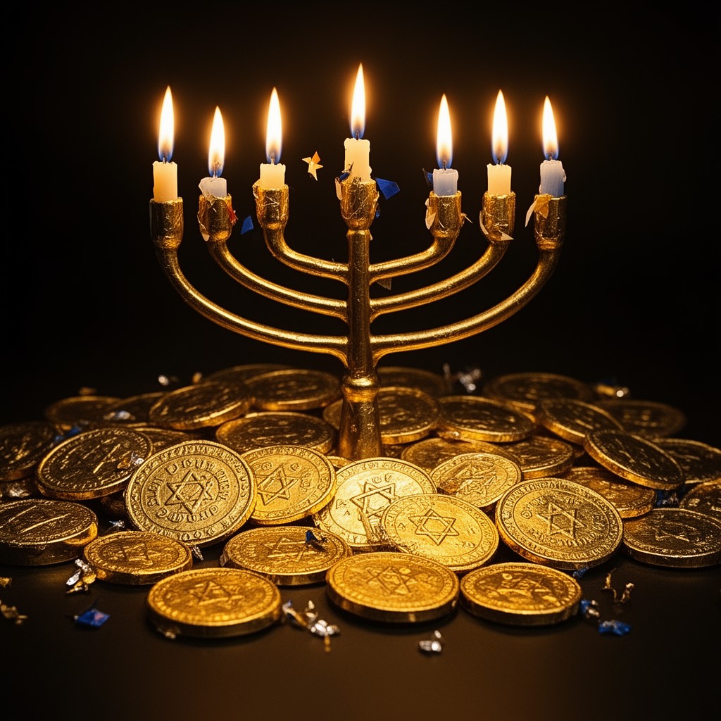 AI-generated illustration of Hanukkah gelt