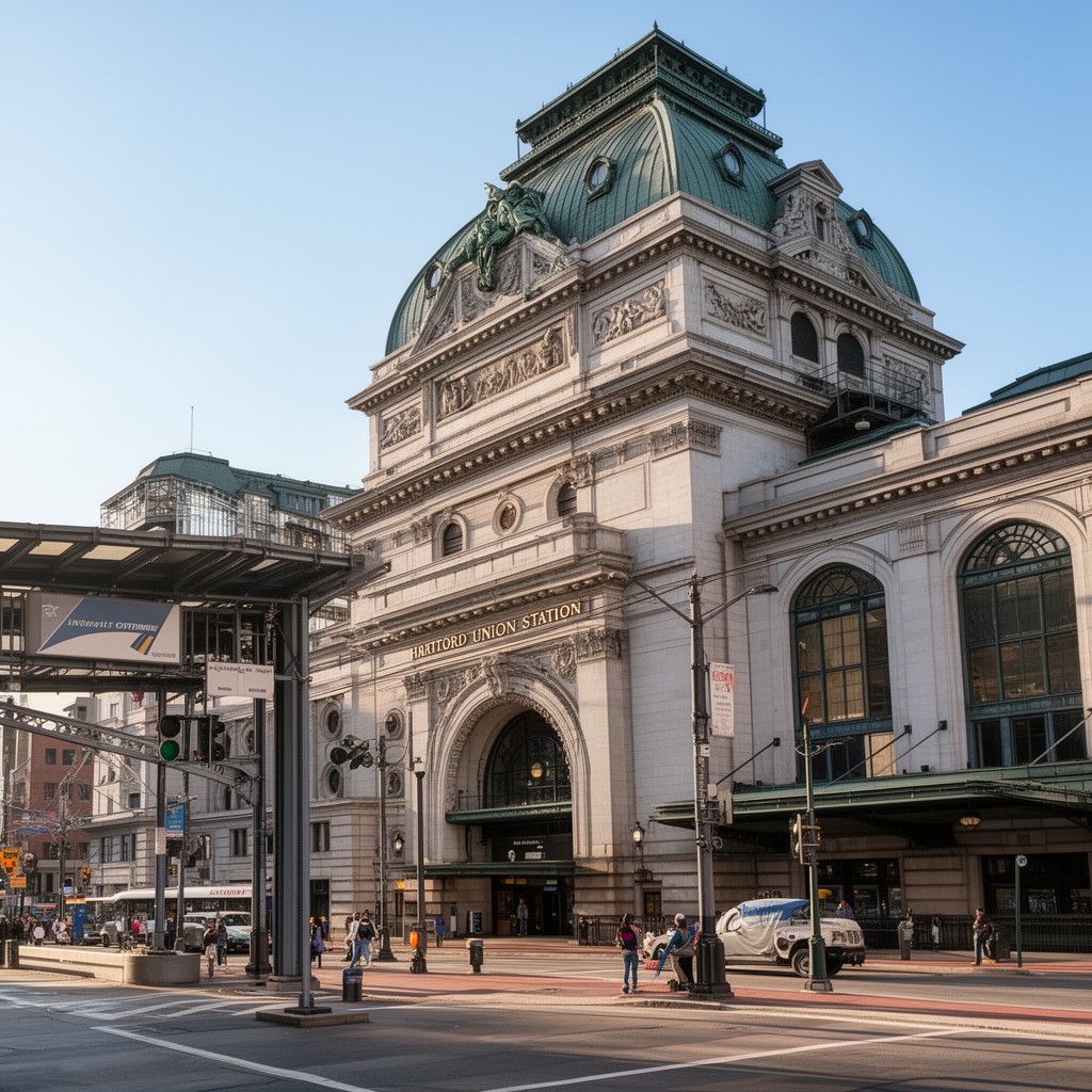 AI-generated illustration of Hartford Union Station