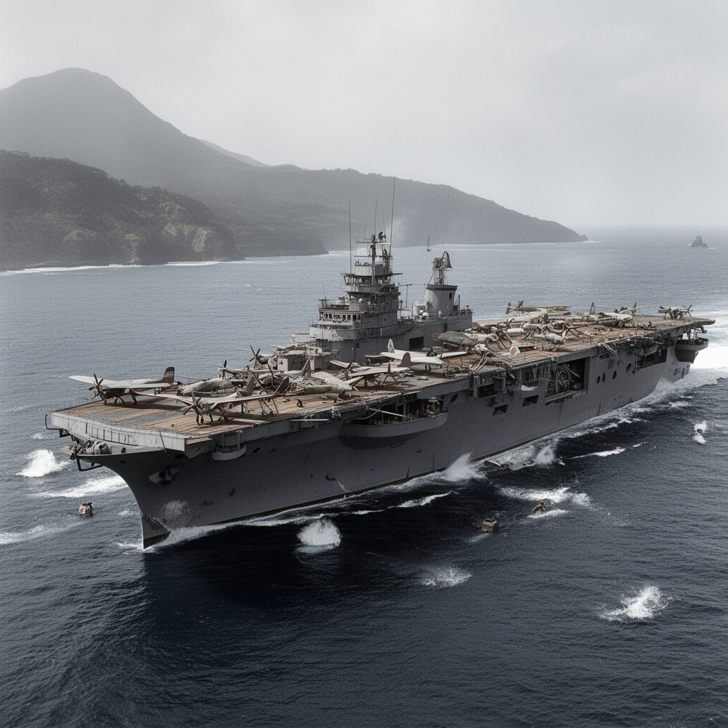 AI-generated illustration of Japanese aircraft carrier Ryūjō