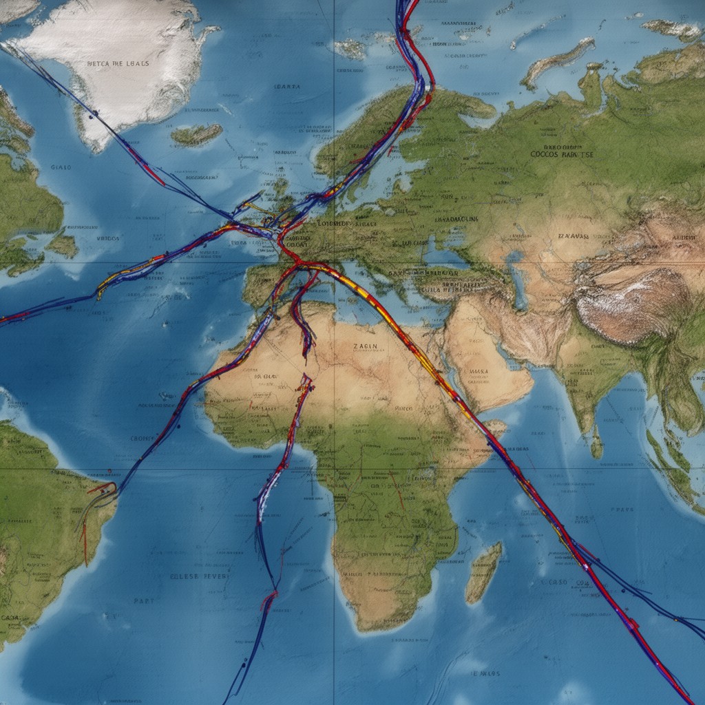 AI-generated illustration of Cocos–Nazca spreading center