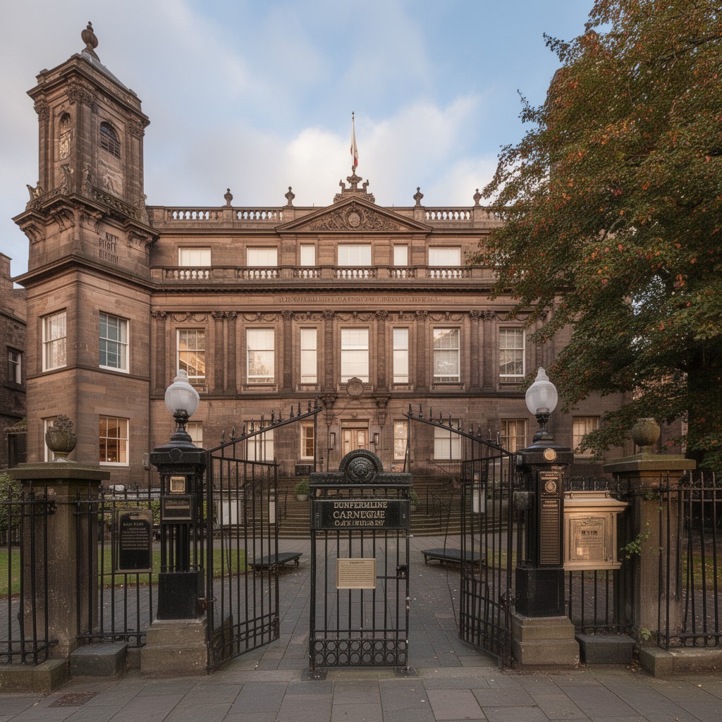 AI-generated illustration of Dunfermline Carnegie Library